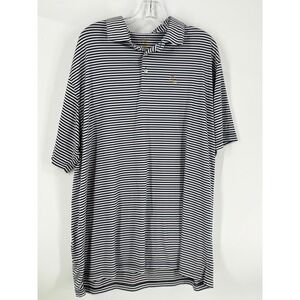 RHOBACK Mens XXL Striped Performance Golf Polo Shirt Blue White Dog‎ Logo